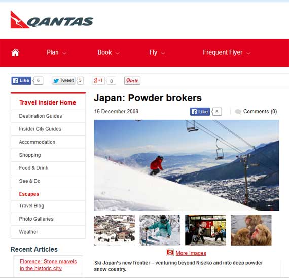 Japan Powder Brokers - Qantas - Myoko-Nagano media